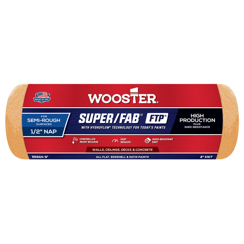 WOOSTER - Wooster Super/Fab FTP Synthetic Blend 9 in. W X 1/2 in. Paint Roller Cover 1 pk