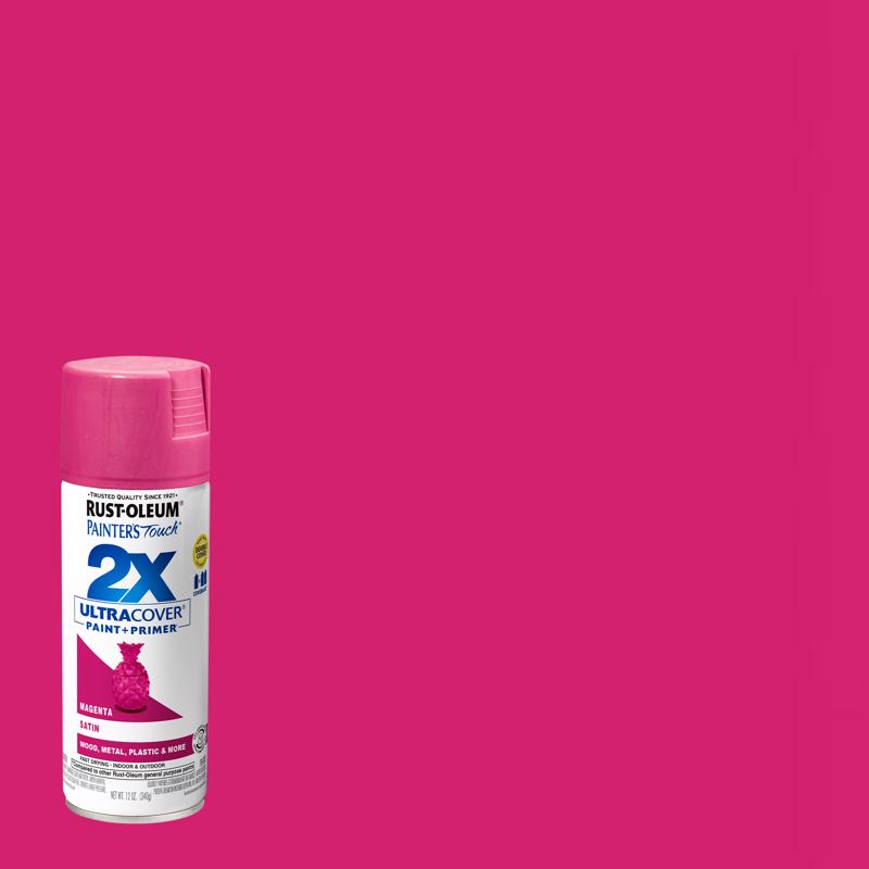 RUST-OLEUM - Rust-Oleum Painters Touch 2X Ultra Cover Satin Magenta Paint+Primer Spray Paint 12 oz