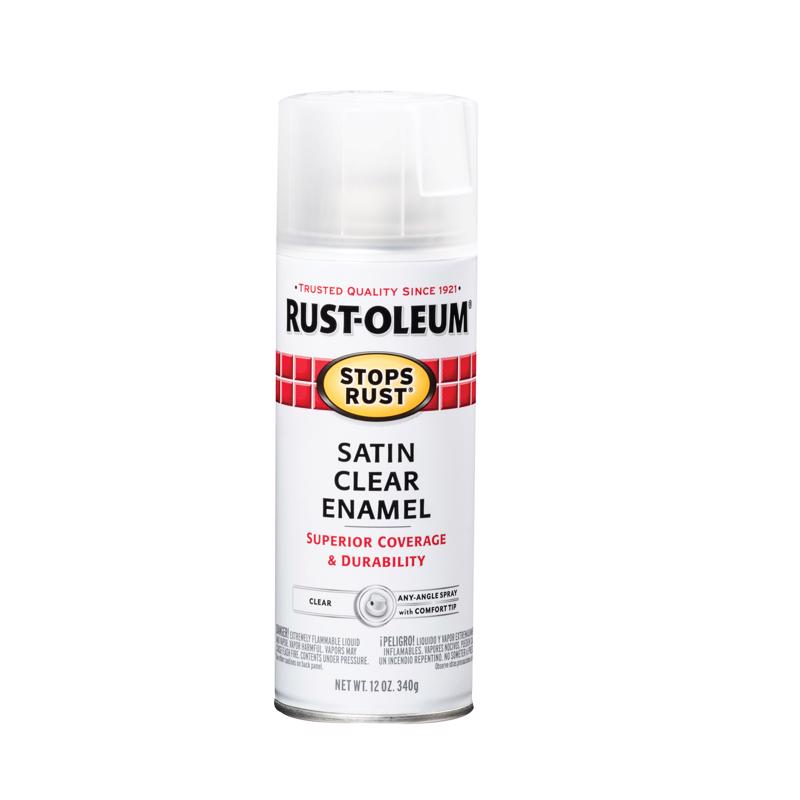 RUST-OLEUM - Rust-Oleum Stops Rust Satin Clear Spray Paint 12 oz - Case of 6