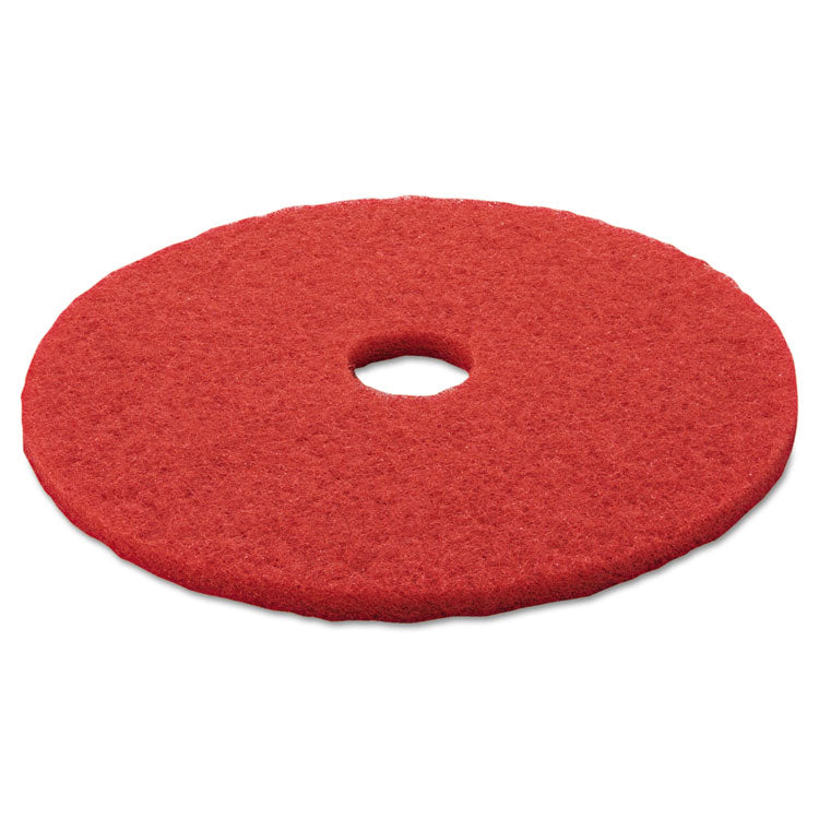 3M - Low-Speed Buffer Floor Pads 5100, 20" Diameter, Red, 5/Carton