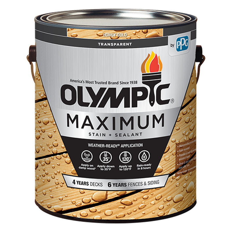 OLYMPIC - Olympic Maximum Transparent Honey Toner Oil Stain and Sealant 1 gal - Case of 4