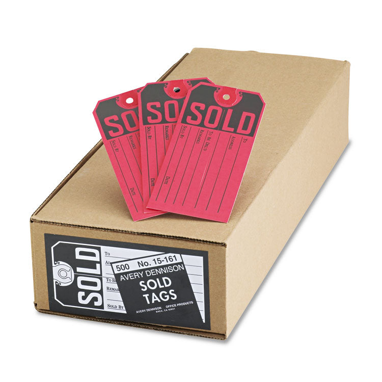 Avery - Sold Tags, Paper, 4.75 x 2.38, Red/Black, 500/Box