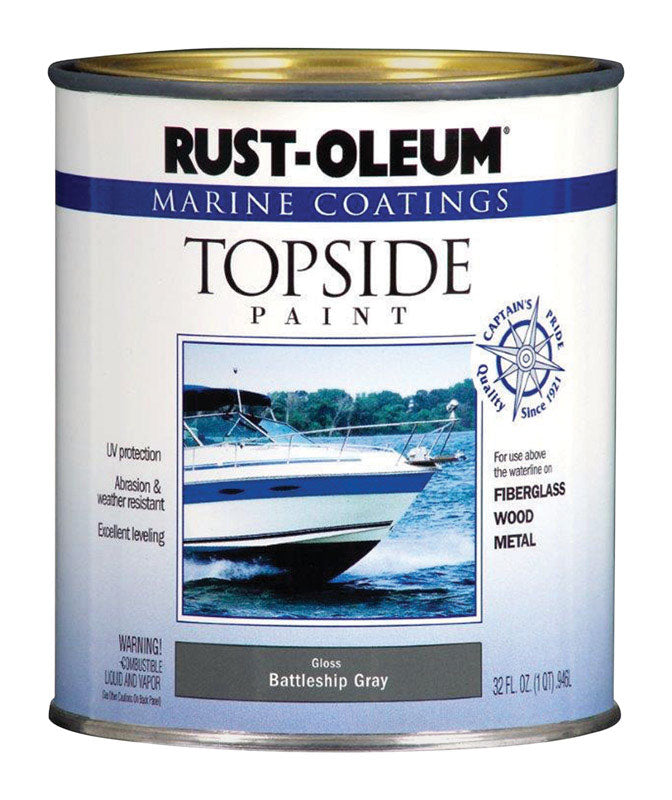 RUST-OLEUM - Rust-Oleum Marine Coatings Outdoor Gloss Battleship Gray Marine Topside Paint 1 qt