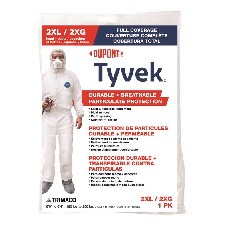 TRIMACO - Dupont Tyvek Tyvek Coverall with Hood and Boots White XXL 1 pk