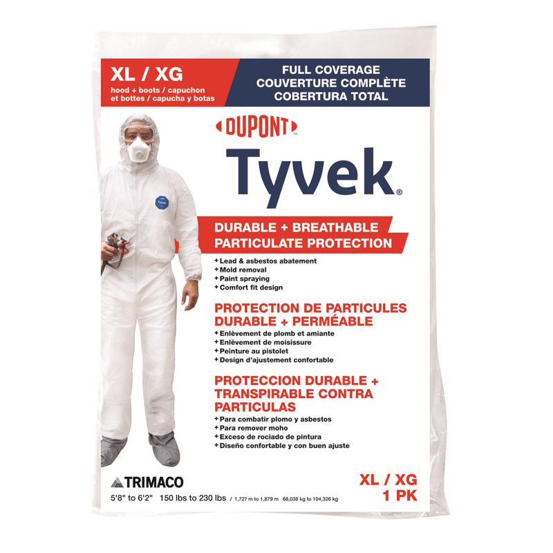 TRIMACO - Dupont Tyvek Tyvek Coverall with Hood and Boots White XL 1 pk