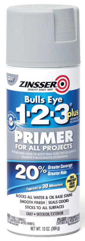 ZINSSER - Zinsser Bulls Eye 123 Gray Flat Water-Based Primer 13 oz - Case of 6