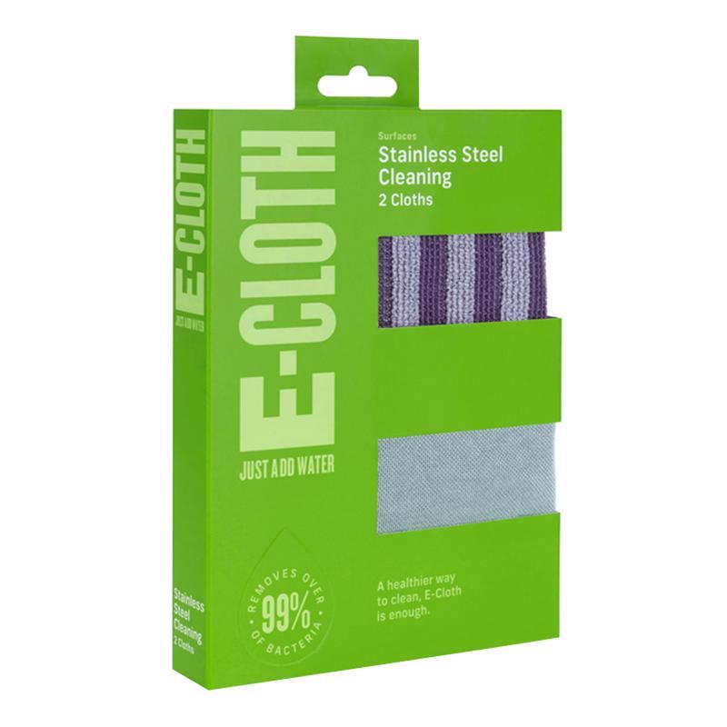 E-CLOTH - E-Cloth Microfiber Stainless Steel Cleaning and Polishing Cloth 2 pk - Case of 5