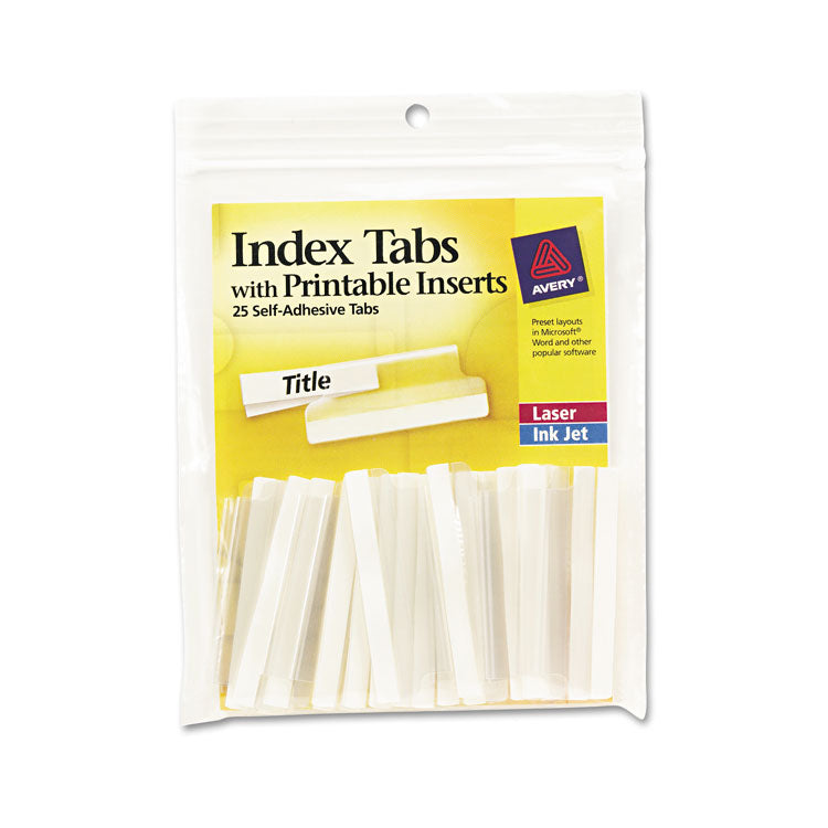 Avery - Insertable Index Tabs with Printable Inserts, 1/5-Cut, Clear, 2" Wide, 25/Pack