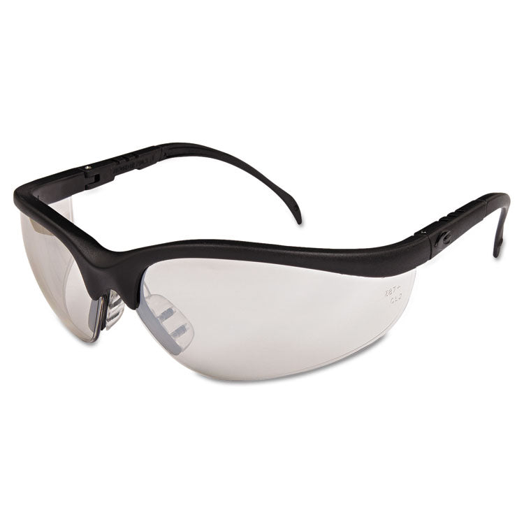 MCR Safety - Klondike Safety Glasses, Black Matte Frame, Clear Mirror Lens, 12/Box