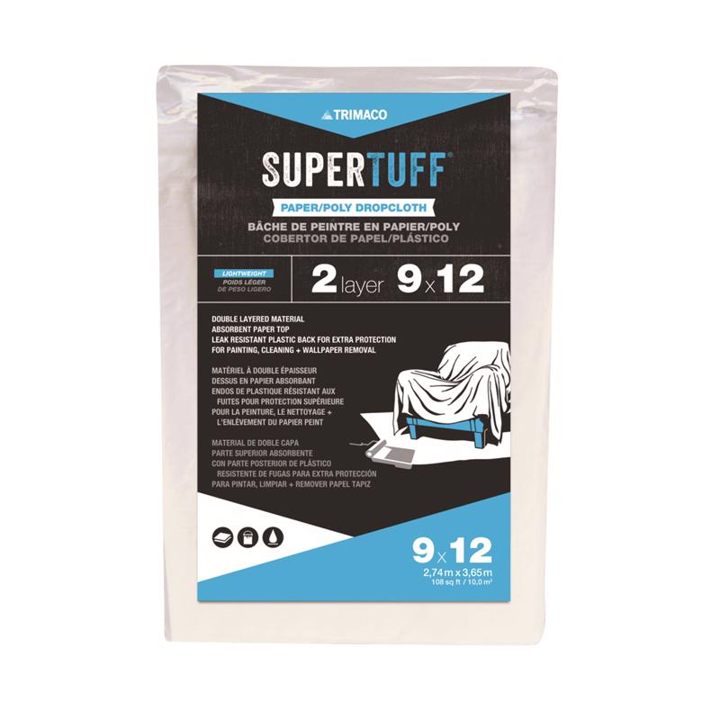 SUPERTUFF - Trimaco SuperTuff 9 ft. W X 12 ft. L Paper/Poly Drop Cloth 1 pk