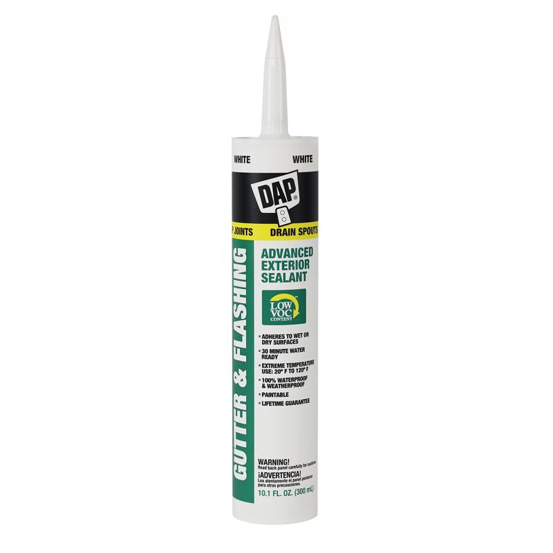 DAP - DAP White Polymer Advanced Gutter and Flashing Sealant 10.1 oz - Case of 12