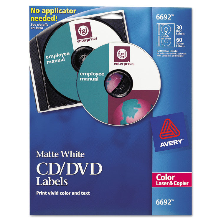 Avery - Laser CD Labels, Matte White, 30/Pack