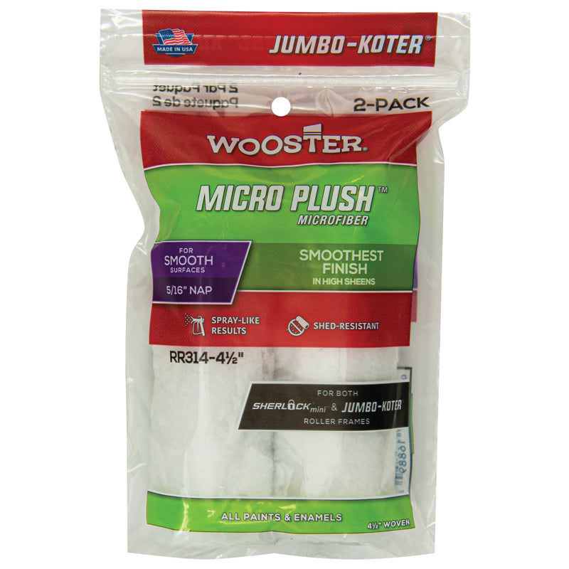 WOOSTER - Wooster Micro Plush Woven 4-1/2 in. W X 5/16 in. Paint Roller Cover 2 pk - Case of 12