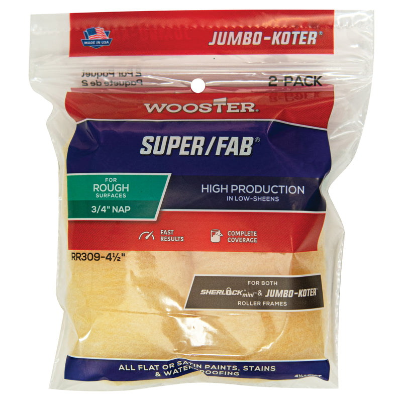 WOOSTER - Wooster Super/Fab Knit 4-1/2 in. W X 3/4 in. Mini Paint Roller Cover 2 pk