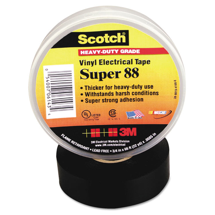 3M - Scotch 88 Super Vinyl Electrical Tape, 0.75" x 66 ft, Black