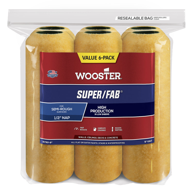 WOOSTER - Wooster Super/Fab Knit 9 in. W X 1/2 in. Regular Paint Roller Cover 6 pk