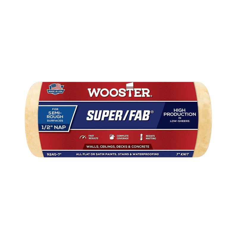 WOOSTER - Wooster Super/Fab Knit 7 in. W X 1/2 in. Regular Paint Roller Cover 1 pk - Case of 12