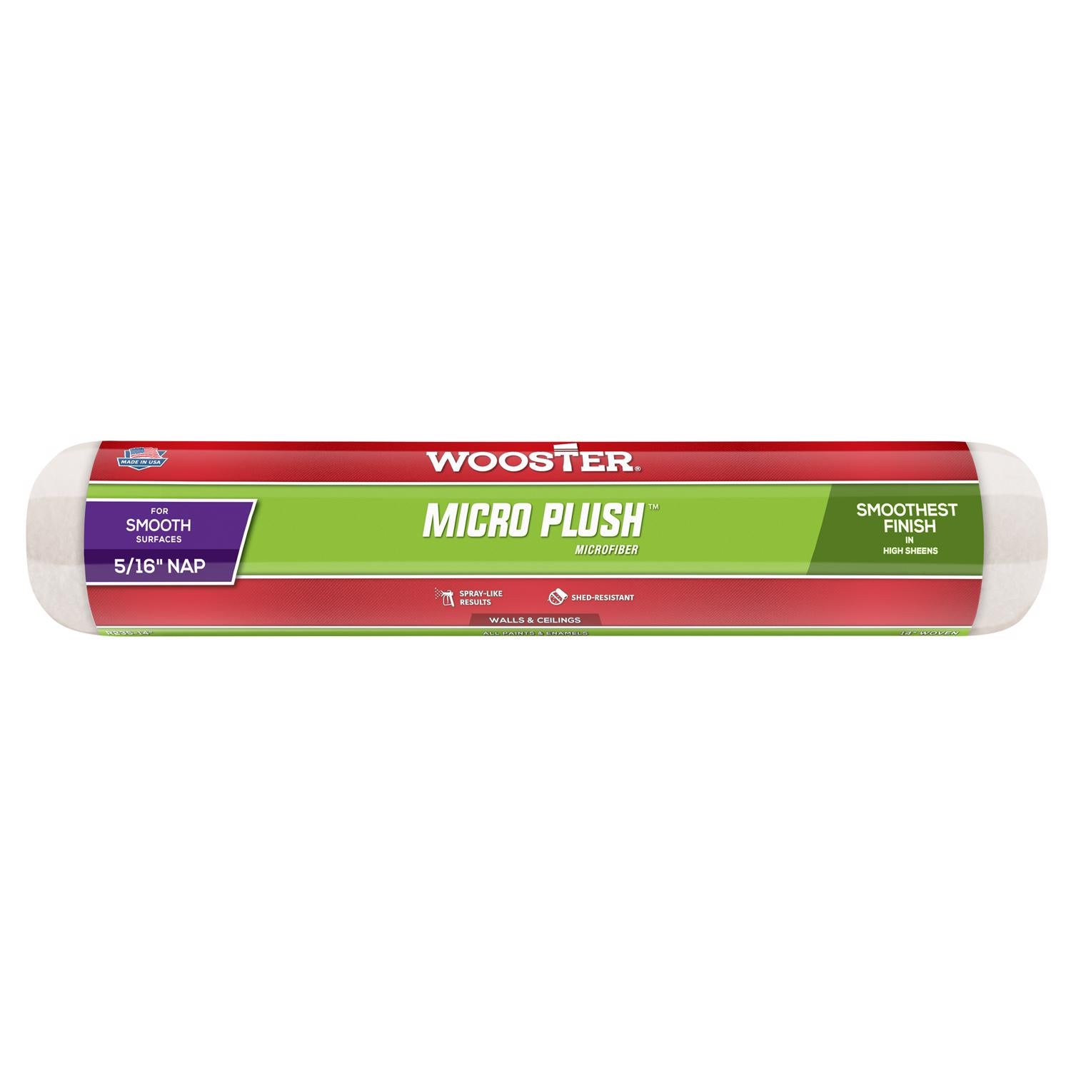 Wooster Micro Plush Microfiber 14 in. W X 5/16 in. Regular Paint Roller Cover 1 pk - Case of 6