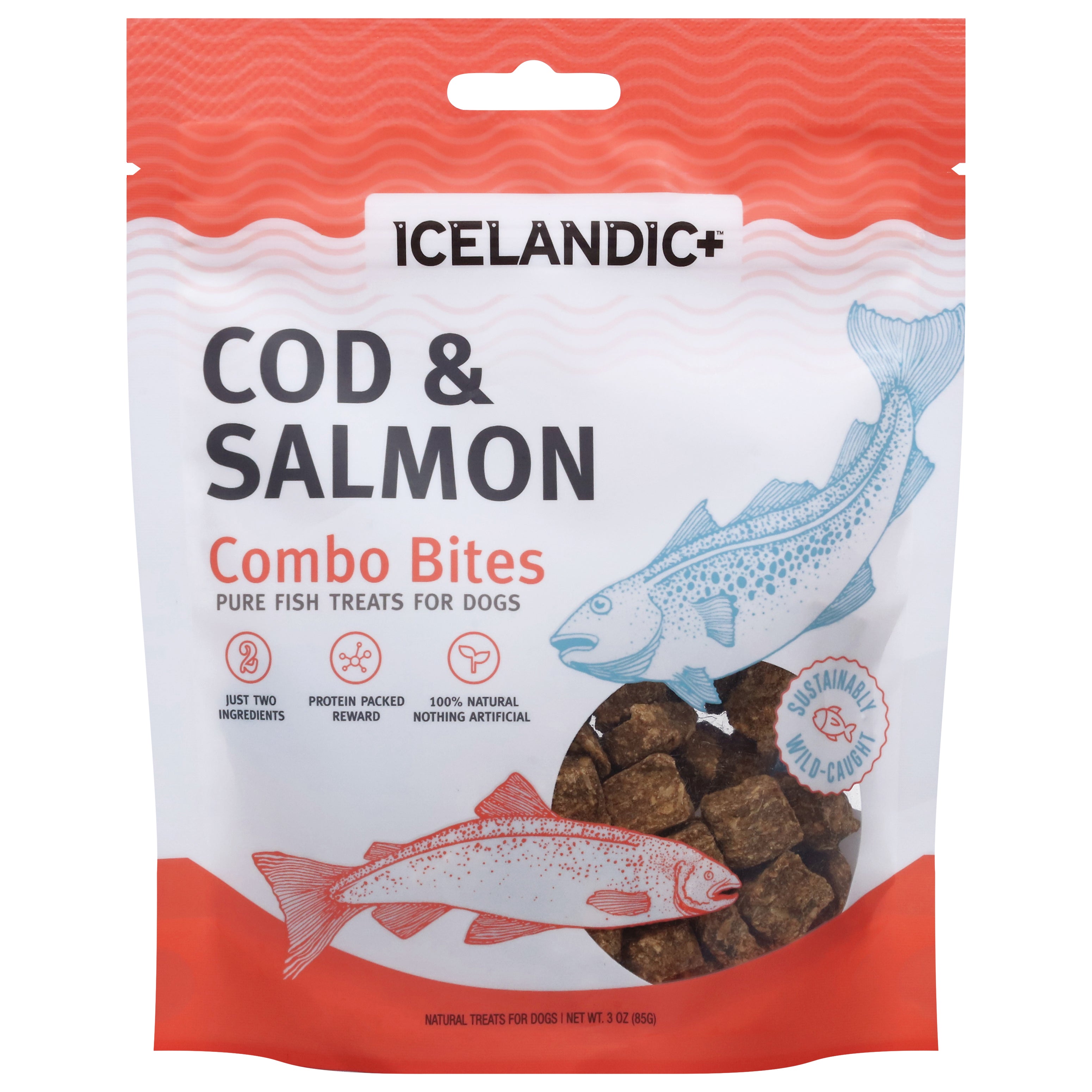 Icelandic+ Combo Bites Pure Fish Cod & Salmon Treats for Dogs 3 oz - Case of 6