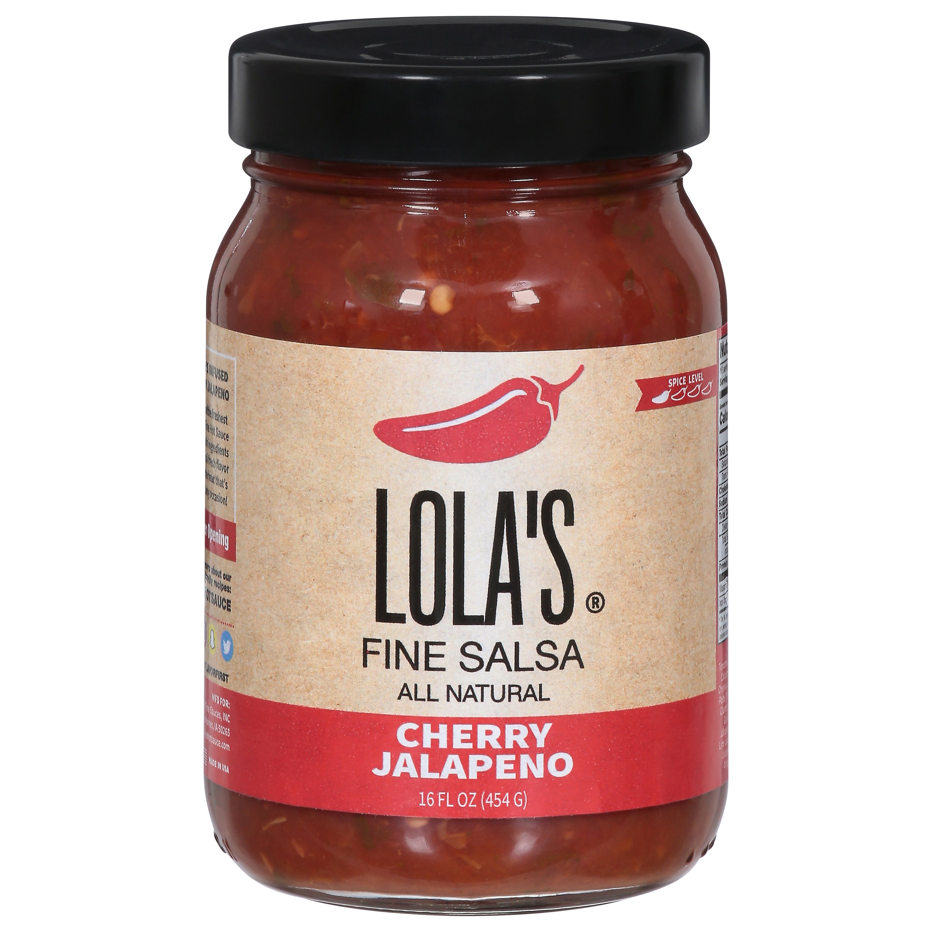 Lola's Cherry Jalapeno Fine Salsa 16 fl oz - Case of 6