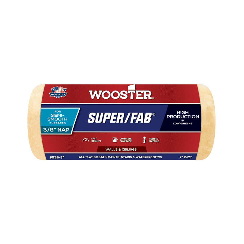 WOOSTER - Wooster Super/Fab Fabric 7 in. W X 3/8 in. Regular Paint Roller Cover 1 pk - Case of 12