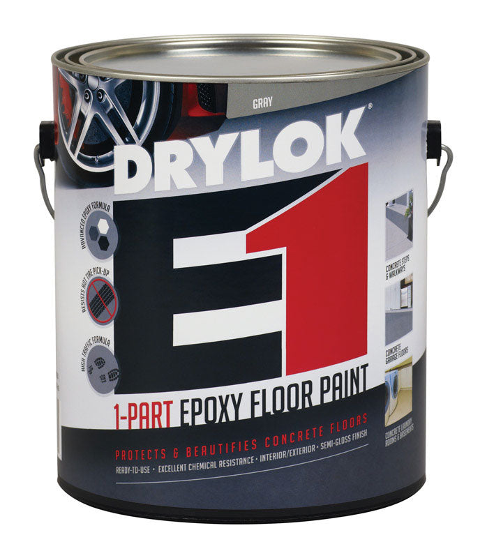 DRYLOK - Drylok E1 Semi-Gloss Gray Acrylic Epoxy Blend Epoxy Floor Paint 1 gal - Case of 2