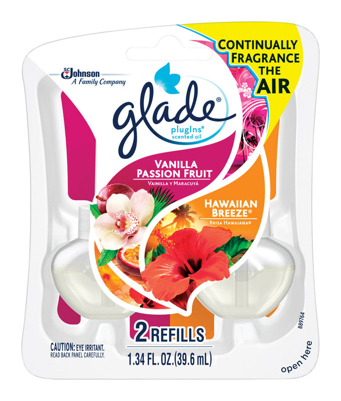 GLADE - Glade Plug-Ins Vanilla Passion Fruit/Hawaiian Breeze Scent Air Freshener Refill 1.34 oz Liquid - Case of 6