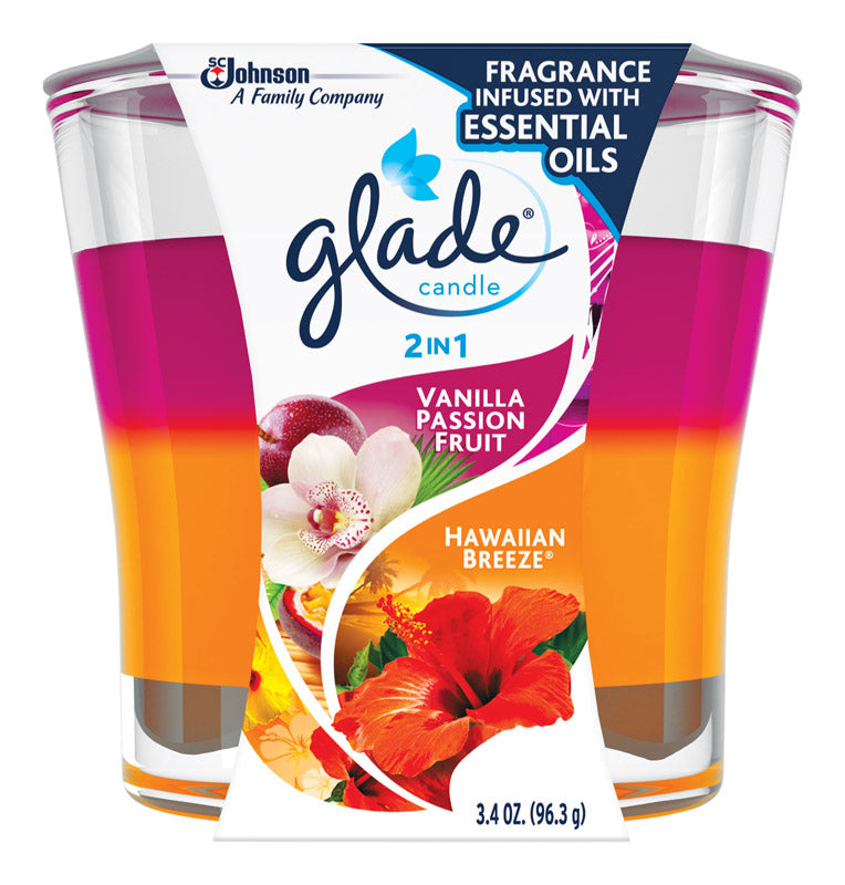 GLADE - Glade Pink/Orange Vanilla Passion Fruit & Hawaiian Breeze Scent Air Freshener Candle - Case of 6