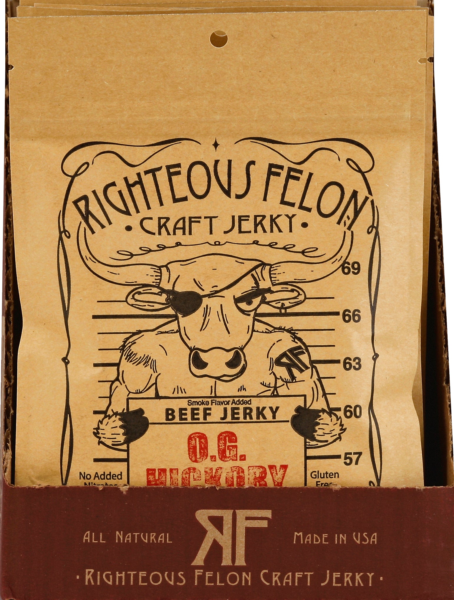 Righteous Felon Beef Jerky 8 ea - Case of 8
