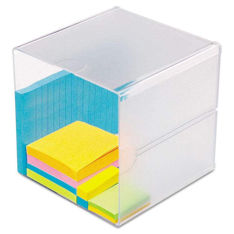 deflecto - Stackable Cube Organizer, 1 Compartment, 6 x 6 x 6, Plastic, Clear