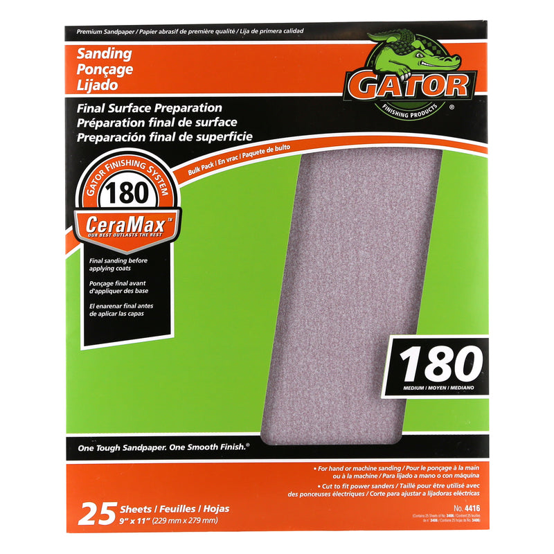GATOR - Gator CeraMax 11 in. L X 9 in. W 180 Grit Ceramic Sandpaper 1 pk - Case of 25