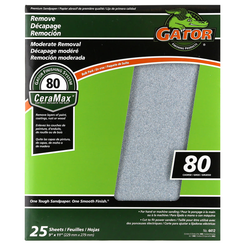 GATOR - Gator CeraMax 11 in. L X 9 in. W 80 Grit Ceramic Sandpaper 1 pk - Case of 25
