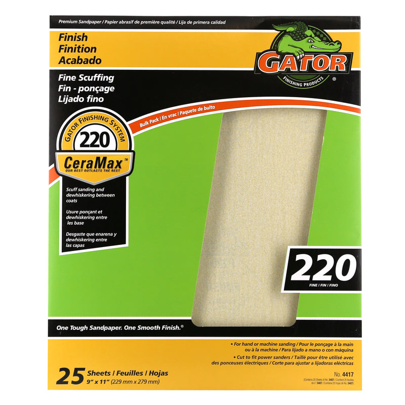 GATOR - Gator CeraMax 11 in. L X 9 in. W 220 Grit Ceramic Sandpaper 1 pk - Case of 25