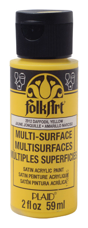 PLAID - Plaid FolkArt Satin Daffodil Yellow Hobby Paint 2 oz - Case of 3