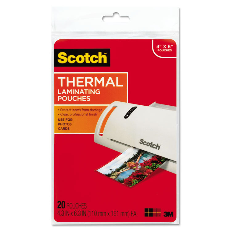 Scotch - Laminating Pouches, 5 mil, 4.33" x 6.33", Gloss Clear, 20/Pack