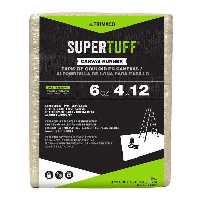 SUPERTUFF - Trimaco SuperTuff 4 ft. W X 12 ft. L X 0.06 mil 6 oz Canvas Drop Cloth 1 pk