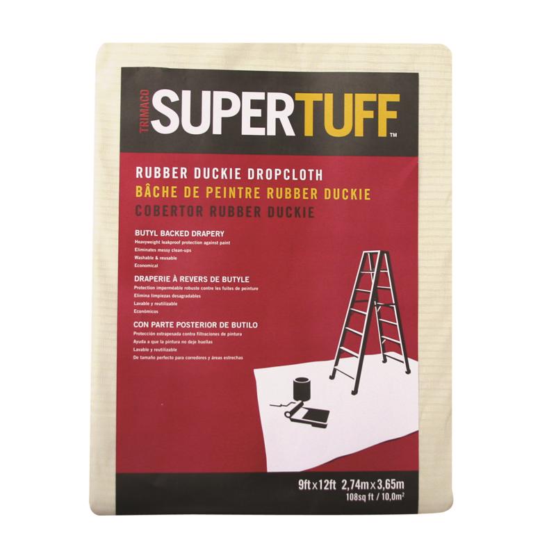 RUBBER DUCKIE - Trimaco SuperTuff 9 ft. W X 12 ft. L X 0.06 mil Butyl Coated Drop Cloth 1 pk
