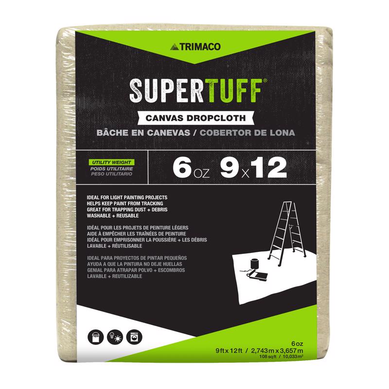 SUPERTUFF - Trimaco SuperTuff 9 ft. W X 12 ft. L X 0.06 mil 6 oz Canvas Drop Cloth 1 pk