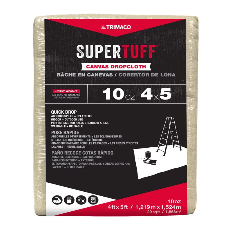 SUPERTUFF - Trimaco SuperTuff 4 ft. W X 5 ft. L 10 oz Canvas Drop Cloth 1 pk