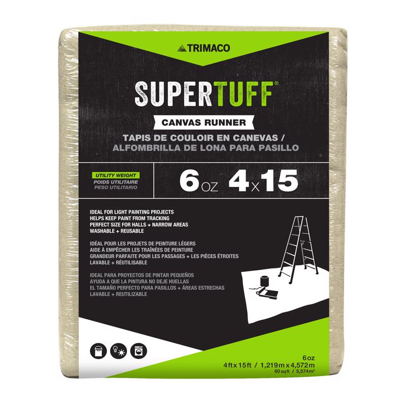 SUPERTUFF - Trimaco SuperTuff 4 ft. W X 15 ft. L X 0.06 mil 6 oz Canvas Drop Cloth 1 pk