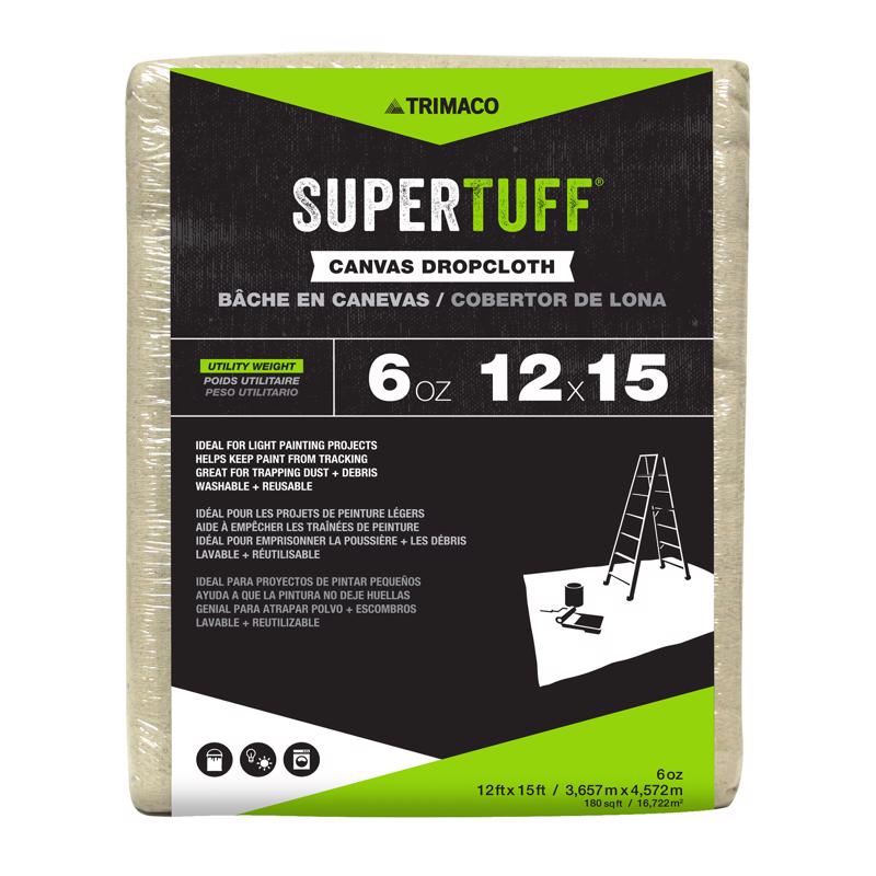 SUPERTUFF - Trimaco SuperTuff 12 ft. W X 15 ft. L X 0.06 mil 6 oz Canvas Drop Cloth 1 pk