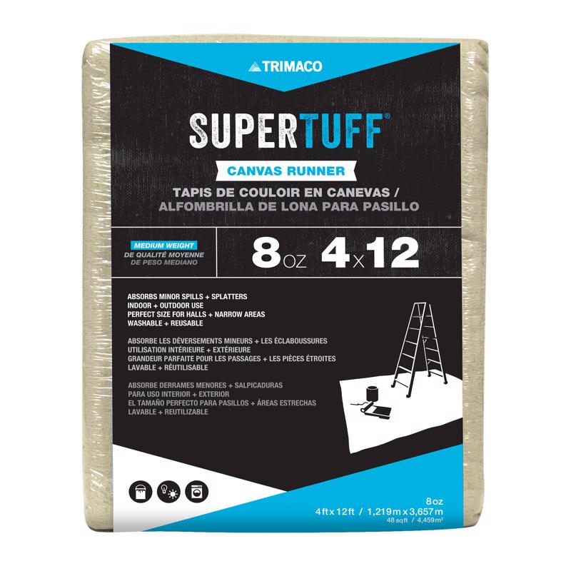 SUPERTUFF - Trimaco SuperTuff 4 ft. W X 12 ft. L X 0.06 mil 8 oz Canvas Drop Cloth 1 pk