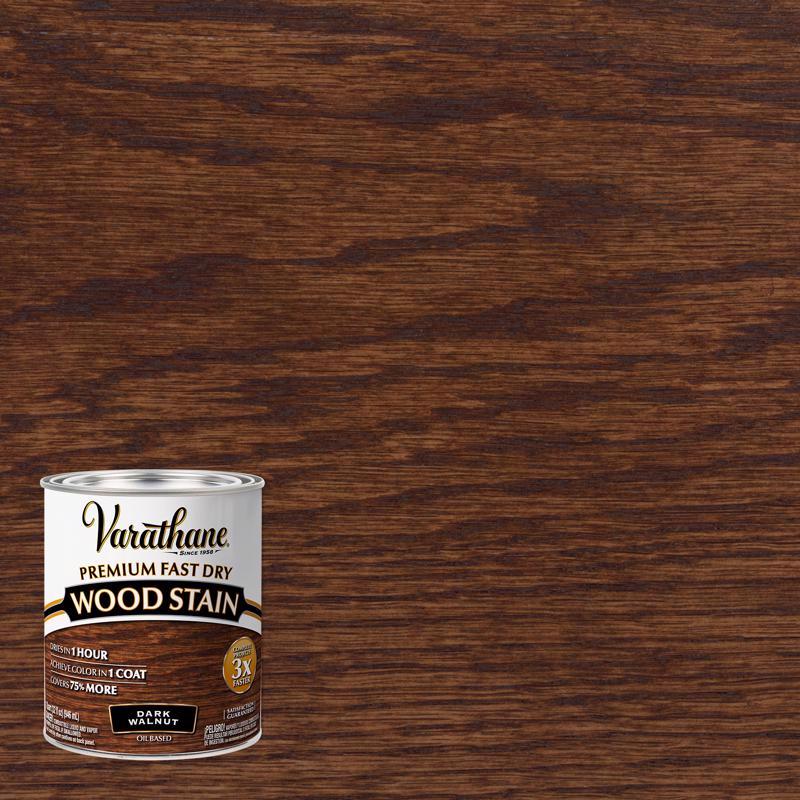 VARATHANE - Varathane Semi-Transparent Dark Walnut Oil-Based Urethane Modified Alkyd Fast Dry Wood Stain 1 qt