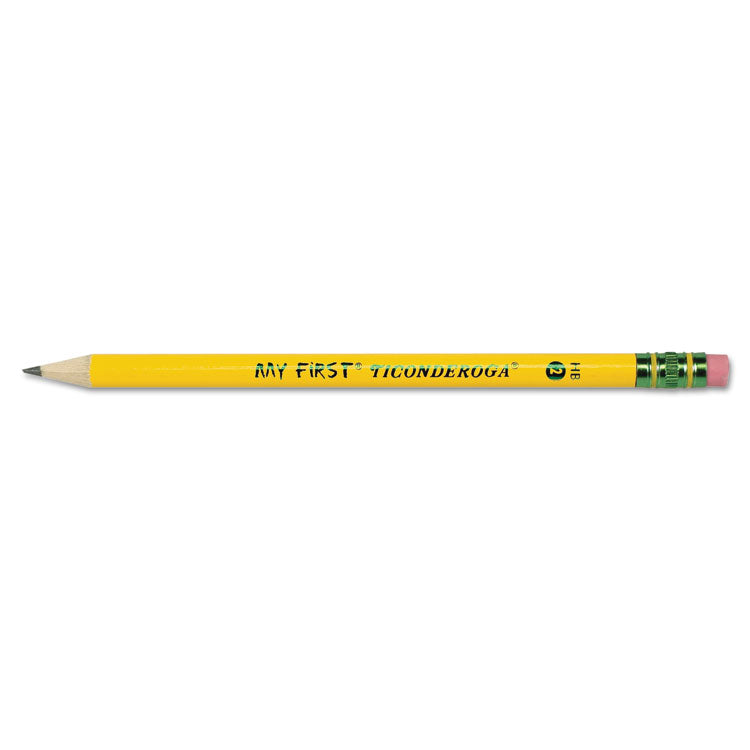 Ticonderoga - My First Woodcase Pencil with Eraser, HB (#2), Black Lead, Yellow Barrel, Dozen