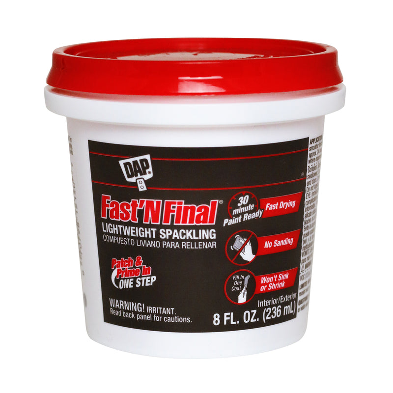 DAP - DAP Fast 'N Final Ready to Use White Lightweight Spackling Compound 8 oz - Case of 12
