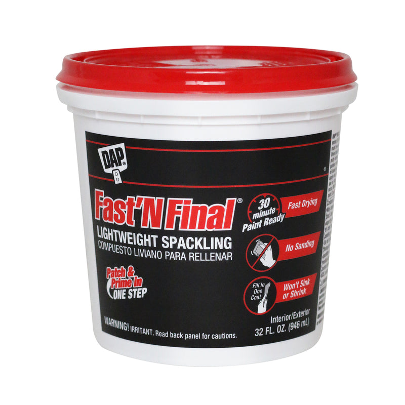 DAP - DAP Fast 'N Final Ready to Use White Lightweight Spackling Compound 32 oz