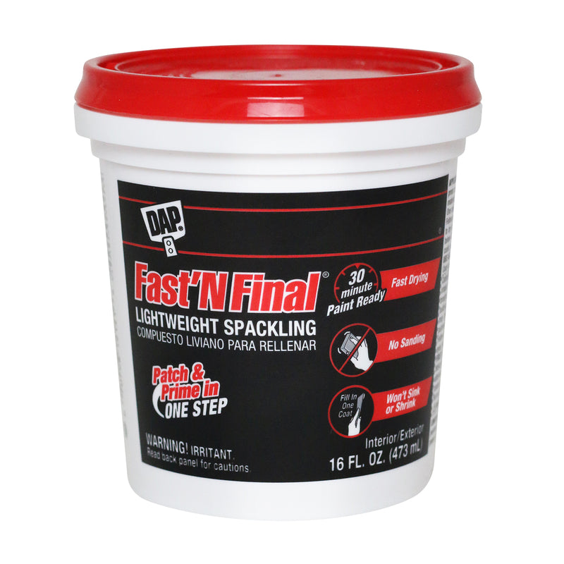 DAP - DAP Fast 'N Final Ready to Use White Lightweight Spackling Compound 16 oz - Case of 12