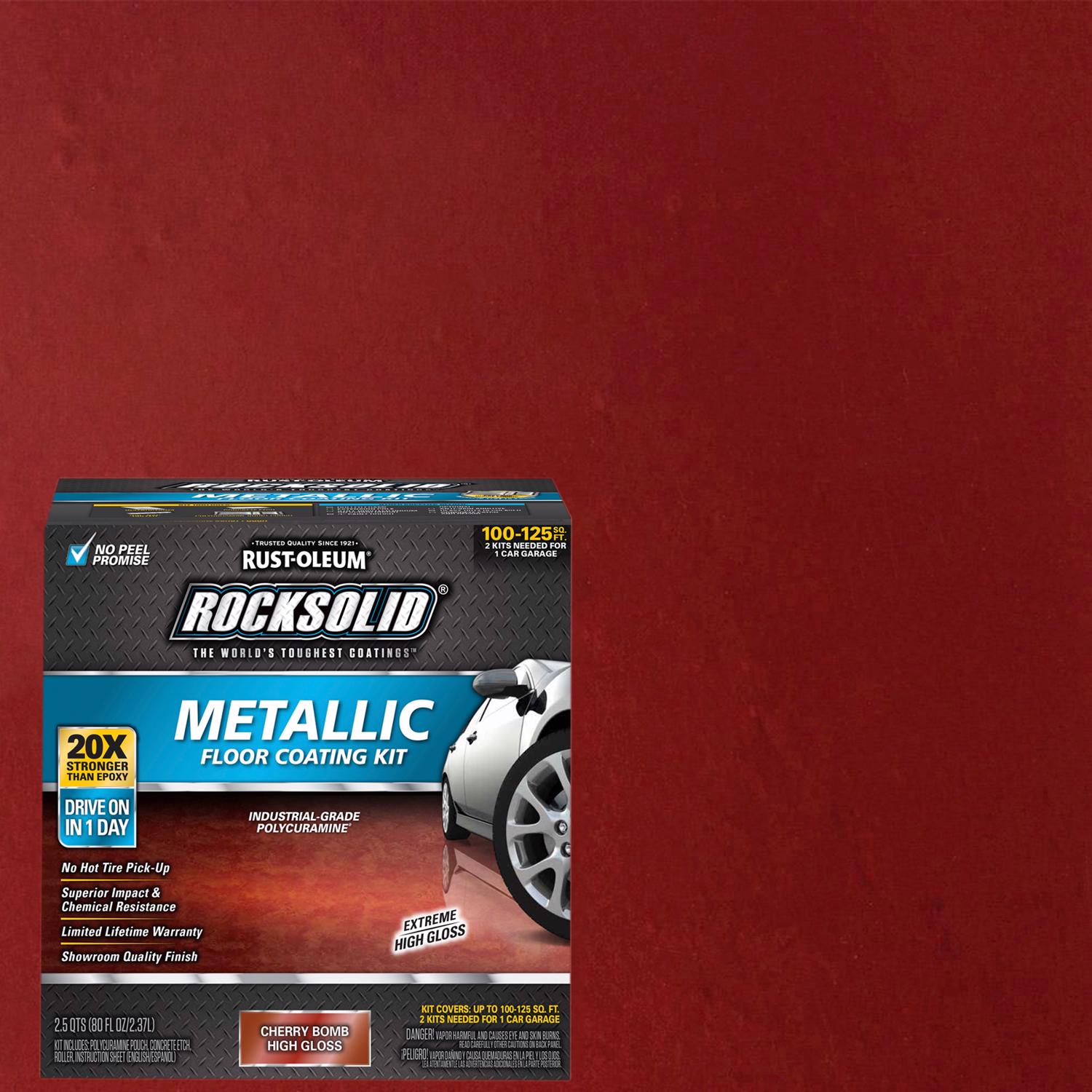 Rust-Oleum RockSolid High-Gloss Cherry Bomb Garage Floor Coating Kit 70 oz - Case of 2