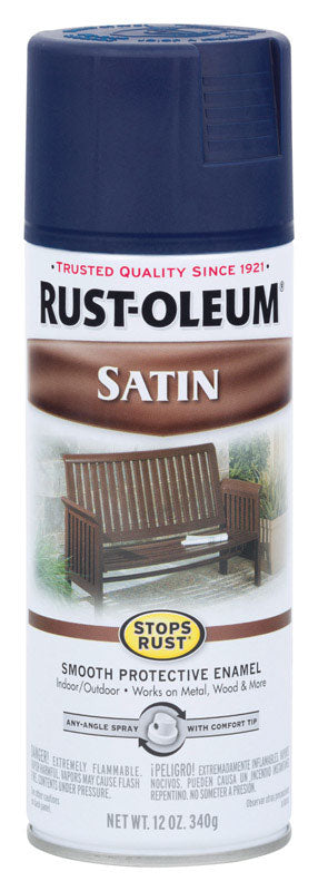 RUST-OLEUM - Rust-Oleum Stops Rust Satin Classic Navy Protective Enamel Spray Paint 12 oz - Case of 6