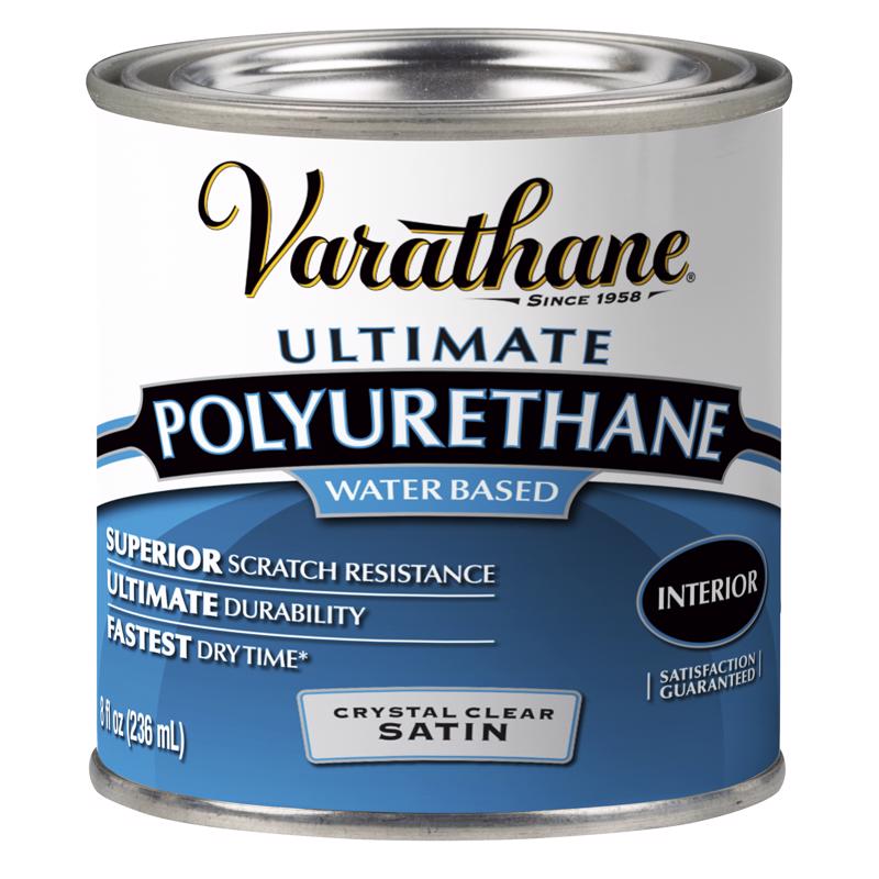 VARATHANE - Varathane Transparent Satin Crystal Clear Water-Based Acrylic Ultimate Polyurethane Finish 0.5 pt - Case of 4